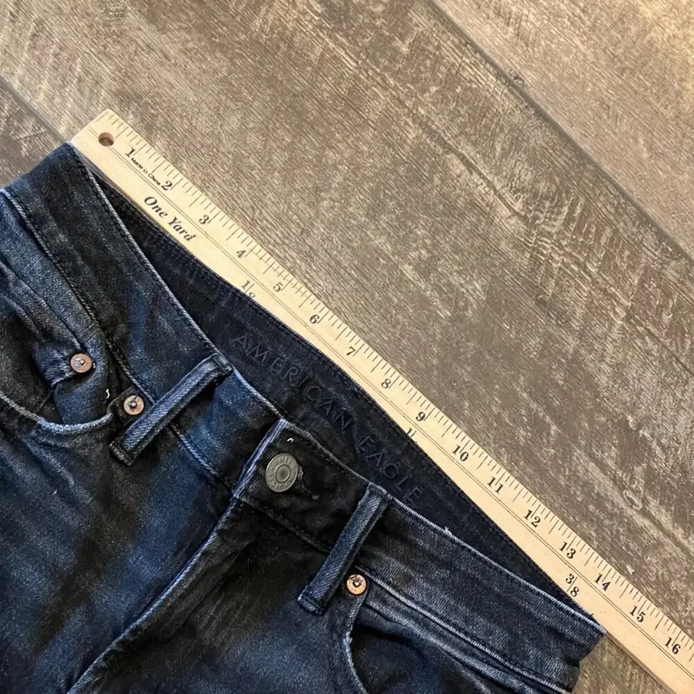 American Eagle Men's Airflex Black Distressed Slim Jeans Size 28x32